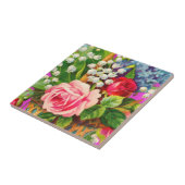 Antike Blumenkorb-Wasserfarbe Fliese (Seite)