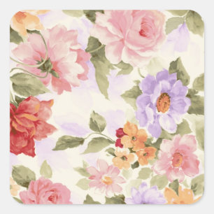Antike Blumenlandschaft Quadratischer Aufkleber