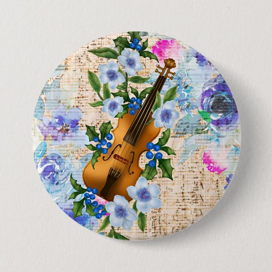 Antike Blumenmusik Violine Button (Vorderseite)