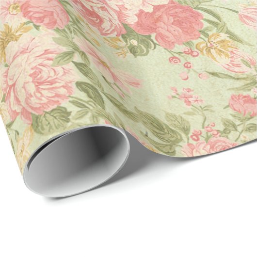 Antike Blumenmuster Geschenkpapier (Rolleneckpunkt)