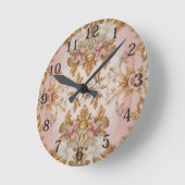 Antike Blumenmuster Runde Wanduhr (Winkel)