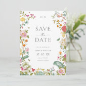 Antike Blumenmuster Save The Date (Stehend Vorderseite)