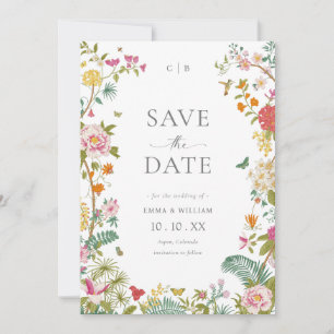 Antike Blumenmuster Save The Date