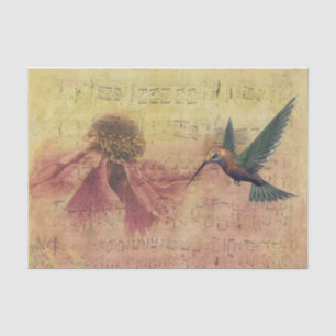 Antike Blumennoten und Kolibri-Musiknoten Seidenpapier
