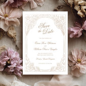 Antike Blumenrahmen Save The Date Einladung