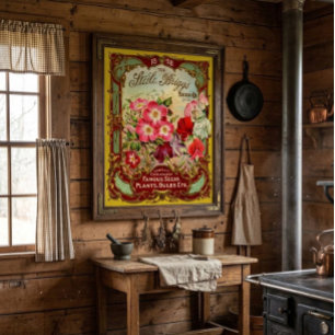 Antike Blumensaat-Katalog-Cover aus der viktoriani Poster