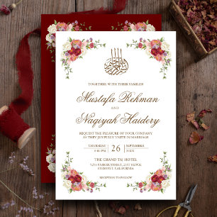 Antike Blumenstrauß-Grenze Islamische Hochzeit Einladung