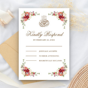 Antike Blumenstrauß-Grenze Islamische Hochzeit RSVP Karte