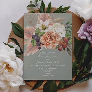 Antike Blumige Hochzeitseinladung mit Früchten Einladung