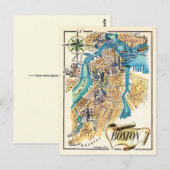 Antike Boston-Karte als Postkarte (Vorne/Hinten)