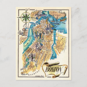 Antike Boston-Karte als Postkarte