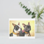 Antike Boston Terrier Postkarte (Stehend Vorderseite)