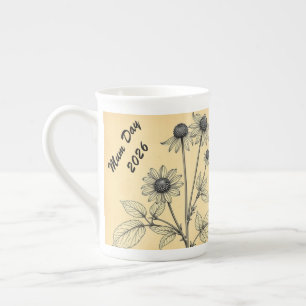 Antike Botanik Kräutertee Minimalistisch Porzellantasse
