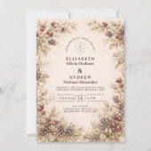 Antike Botanische Beeren-Hochzeit Einladung (Vorderseite)