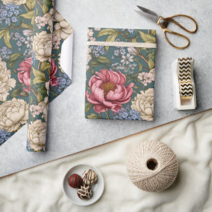 Antike botanische Blumen Geschenkpapier