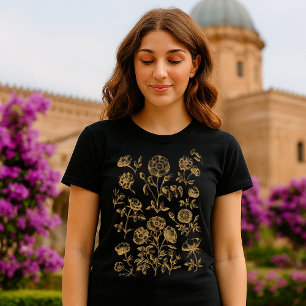 Antike botanische Blumenkunst T-Shirt