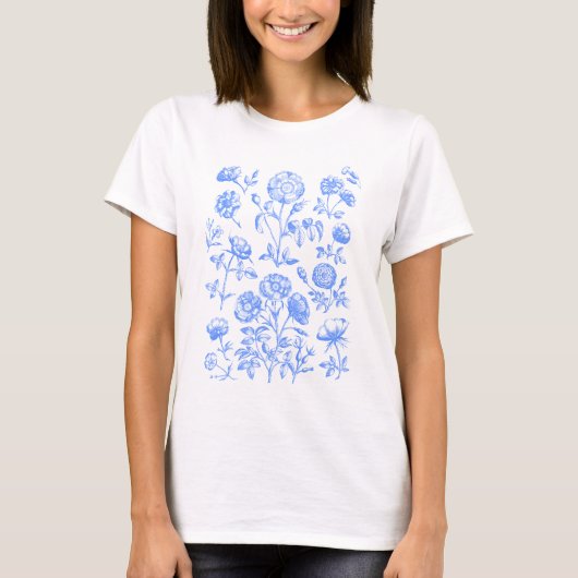 Antike botanische Blumenkunst T-Shirt (Vorderseite)