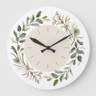 Antike botanische Blumenwanduhr  Große Wanduhr