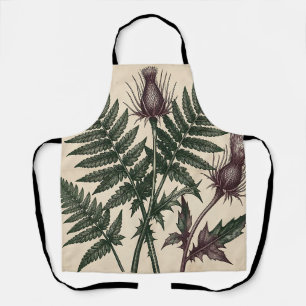 Antike botanische Darstellung von Distel und Farn Schürze