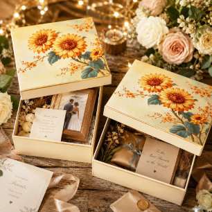 Antike botanische Dekoupage mit goldener Sonnenblu Seidenpapier