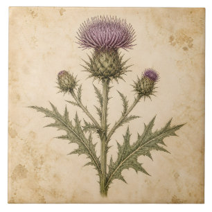 Antike Botanische Distel Fliese
