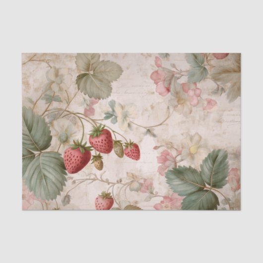 Antike botanische Erdbeeren Seidenpapier (Vorderseite)