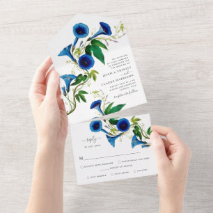 Antike botanische florale Hochzeitseinladung in ei All In One Einladung