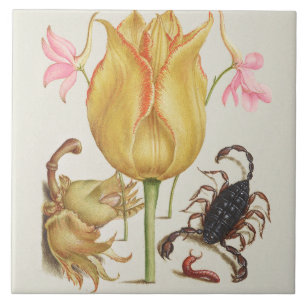 Antike botanische Keramikfliese