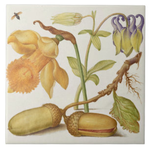 Antike botanische Keramikfliese