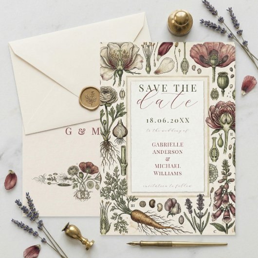 Antike Botanische Kräuter Gemüse Termin vormerken Save The Date