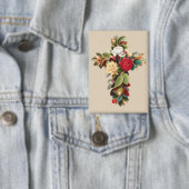 Antike botanische Kreuz-Rosen religiöse Kunst Button (Insitu)