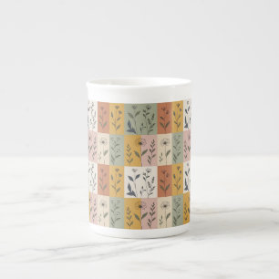 Antike Botanische Patchwork-Blumen-Tasse Porzellantasse