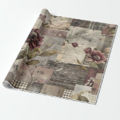 Antike Botanische Patchwork-Rustikal (1) Geschenkpapier (Ungerollt)