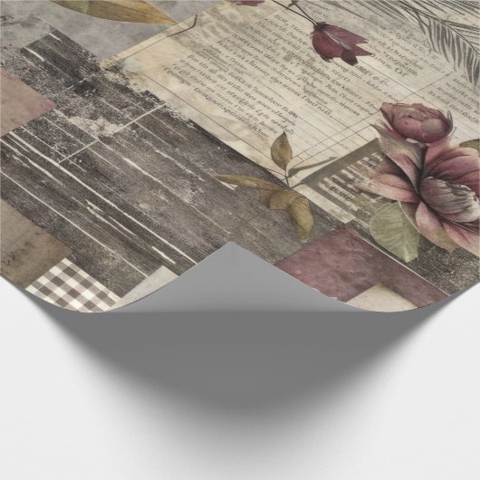 Antike Botanische Patchwork-Rustikal (1) Geschenkpapier (Ecke)
