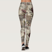Antike Botanische Patchwork Rustikal (2) Leggings (Rückseite)