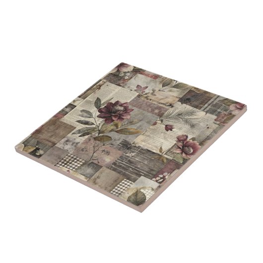 Antike botanische Patchwork-Rustikalität (1) Fliese (Seite)