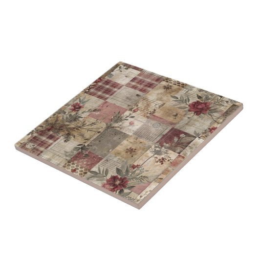 Antike botanische Patchwork-Rustikalität (3) Fliese (Seite)