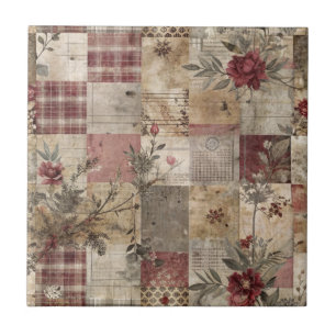 Antike botanische Patchwork-Rustikalität Fliese