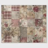 Antike botanische Patchwork-Rustikalität Geschenkpapier (Flach)