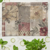 Antike botanische Patchwork-Rustikalität Geschirrtuch (Gefaltet)