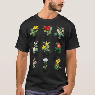 Antike Botanische Schöne Blumen Blumenkraft T-Shirt