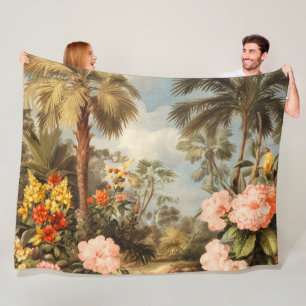 Antike botanische tropische Palmen Fleecedecke