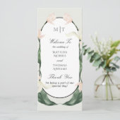 Antike botanische Tulpen-Monogramm-Hochzeitsprogra (Stehend Vorderseite)