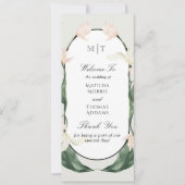 Antike botanische Tulpen-Monogramm-Hochzeitsprogra (Vorderseite)