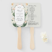 Antike botanische Tulpen-Monogramm-Hochzeitsprogra Fächer (Vorne und Hinten)