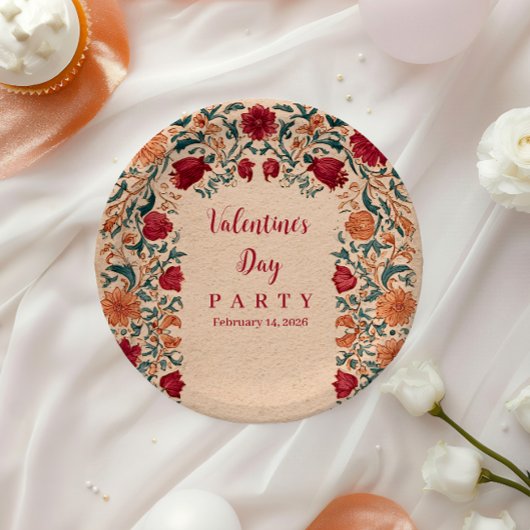 Antike Botanische Valentinsfeier Pappteller