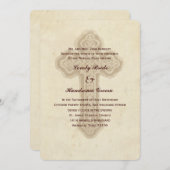 Antike braune, katholische Hochzeit Einladung (Vorne/Hinten)