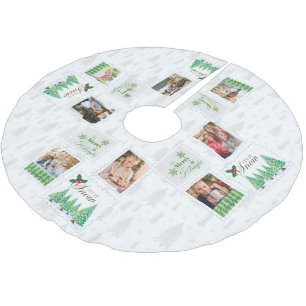 Antike Briefmarken 8 Familienfotos Polyester Weihnachtsbaumdecke