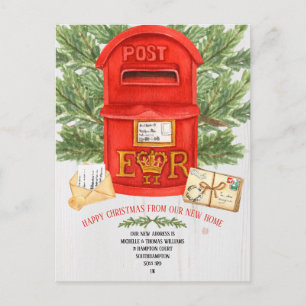 Antike britische Postkasten-Umzugsankündigungskart Feiertagspostkarte