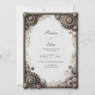 Antike Bronze-Medaillon-Hochzeit Einladung